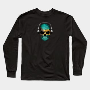 Dark Skull Deejay with Bahamas Flag Long Sleeve T-Shirt